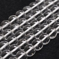 Fils de Perles de Quartz Naturel, Perles Ronde en Cristal de Roche A Grade Clair 8mm — Perles à bijoux