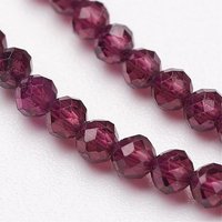 Brins de perles de grenat naturel, grade AA, facetté, rond, 2mm — Perles à bijoux
