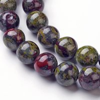 Fils de perles en jaspe dragon sanguin naturel, ronds, 8mm, 14.96 pouces — Perles à bijoux