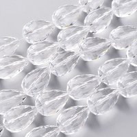 Brins de Perles en Verre Facettées, Forme Goutte, 8pcs/Brin — Perles à bijoux