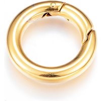 Ion Plating 201 Stainless Steel Spring Gate Rings, 18K Gold Plated — Jewelry Findings