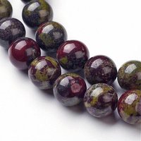 Natural Dragon Blood Jasper Bead Strands, Round, 10mm, 14.96 inch — Jewelry Beads