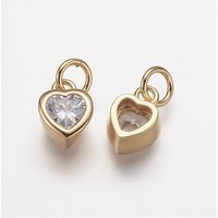 Brass Micro Pave Grade AAA Cubic Zirconia Heart Charms — Charms & Pendants