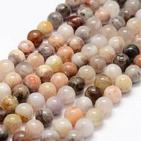 Fil de perles d'agate en feuille de bambou naturel, rond, 8mm, 15 pouces — Perles à bijoux