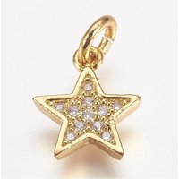 Charm étoile en zircon cubique micro pavé en laiton, doré — Breloques et pendentifs