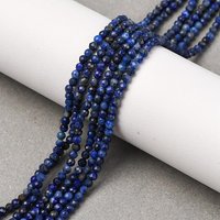 Fils de perles en lapis-lazuli naturel, ronds facettés, 2mm, 15,7 pouces — Perles à bijoux
