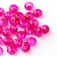 Perles Européennes en Verre, Rondelle Fuchsia, Grand Trou, Sans Noyau Métallique — Perles à bijoux