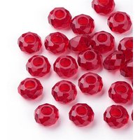 Perles Européennes en Verre, Rondelle Rouge Foncé, Grand Trou, 14x8mm — Perles à bijoux