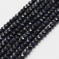 Brins de perles de saphir naturel, qualité AA, facettés, ronds, 2-2.3mm — Perles à bijoux