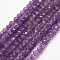 Fil de perles d'améthyste naturel, facetté rondelle, 4x3mm, 102pcs — Perles à bijoux