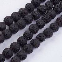 Fils de perles en lave naturelle, rondes 8mm, 15,15 pouces — Perles à bijoux