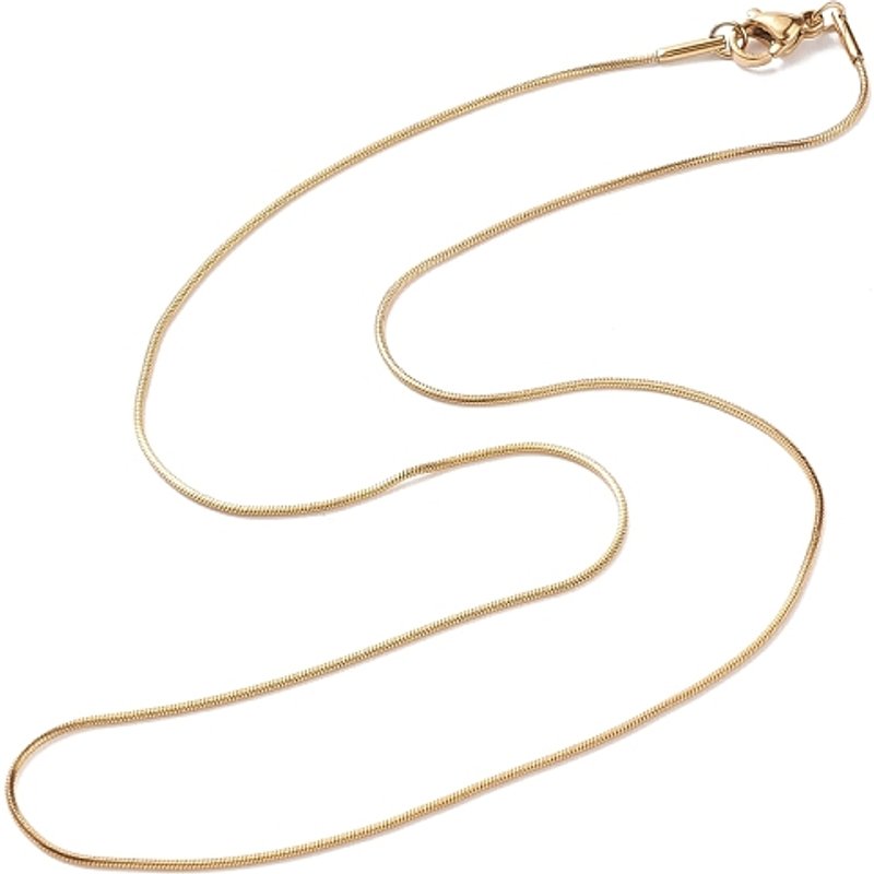304 Stainless Steel Square Snake Chain Necklace with Lobster Claw Clasp — Pendant Necklace