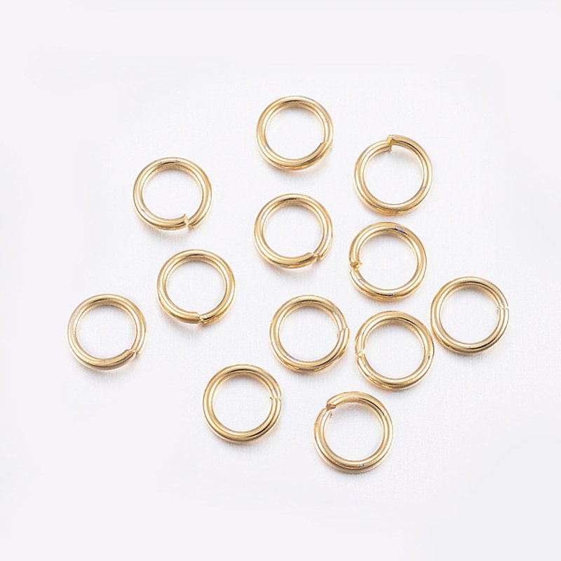 Anneaux ouverts en acier inoxydable 304, plaqués or 24K, 8x1,2mm — Accessoires pour bijoux