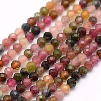 Brins de Perles de Tourmaline Naturelle, Facettées, Rondes, 3mm, 132pcs — Perles à bijoux