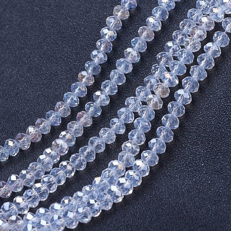 Brins de perles en verre électroplaqué, couleur AB, rondelle — Perles à bijoux