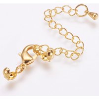 Plated Brass Chain Extender with Lobster Claw Clasps and Bead Tips — Jewelry Findings