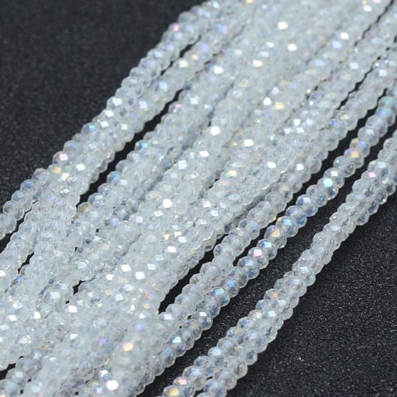 Brins de perles en verre électroplaqué, couleur AB, facettées, rondelles — Perles à bijoux
