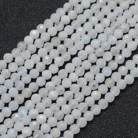 Brins de perles en pierre de lune arc-en-ciel naturelle, rondes, facettées, 3mm — Perles à bijoux