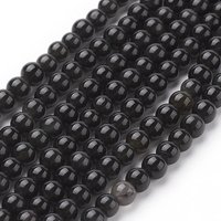 Natural Obsidian Round Beads Strands, 4mm, 86pcs, 15.2 inch