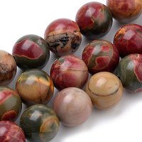 Brins de perles en jaspe polychrome naturel, ronds, 8mm, 15 pouces — Perles à bijoux