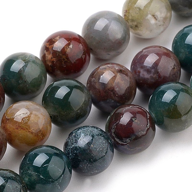 Brins de perles d'agate indienne naturelle, rondes, 8 mm, 15 pouces — Perles à bijoux