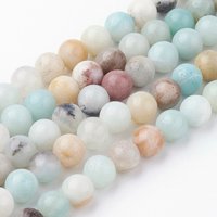 Brins de Perles d'Amazonite Fleur Naturelle, Ronds, 6-6.5mm, 14.9 pouces