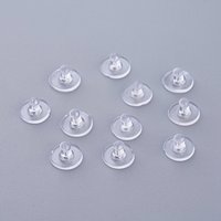 Bouchons d'oreilles en plastique, supports de boucles d'oreilles, transparents, 6x10mm, trou : 0,5mm