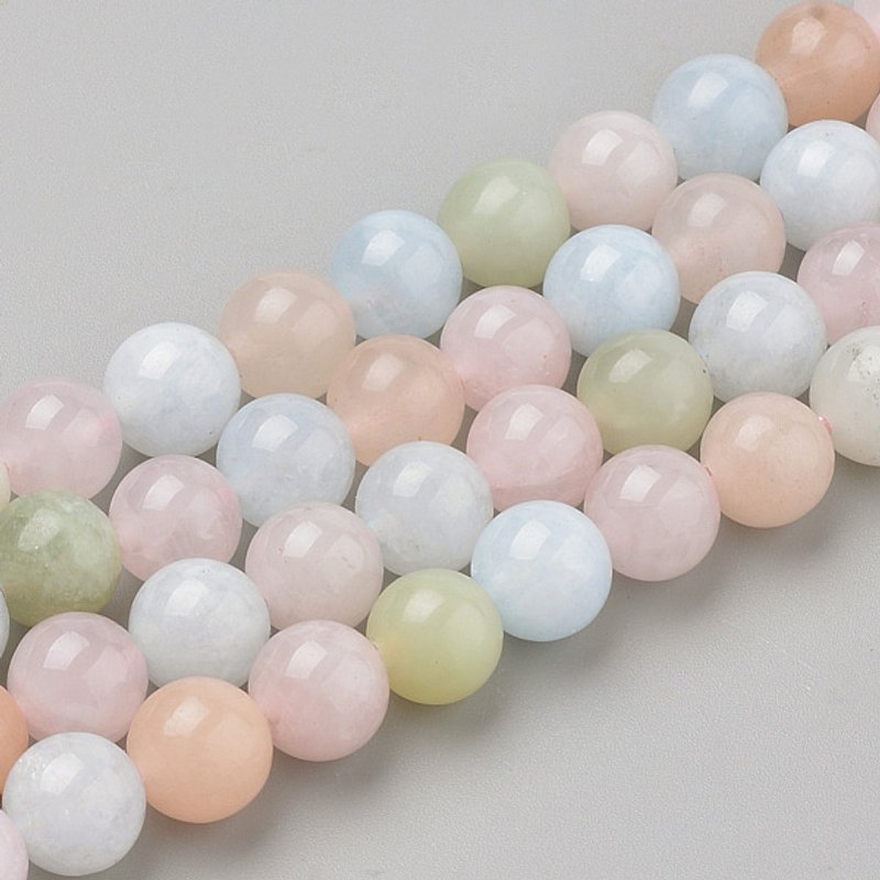 Fils de perles de morganite naturelle, rond, 6-7mm, 15.5 pouces — Perles à bijoux
