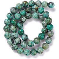 Fil de perles en turquoise africaine naturelle (jaspe), 8mm, 45pcs