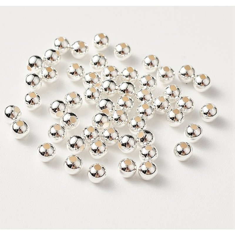925 Sterling Silver Round Beads, 3x2.5mm, Hole: 1mm — Jewelry Beads