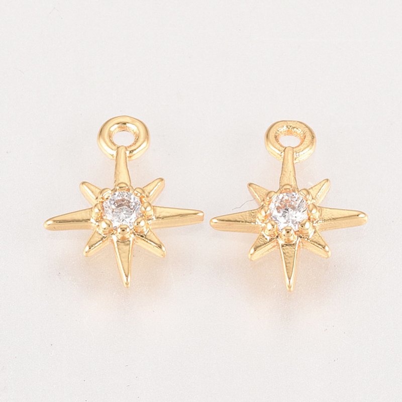 Charms en Zircon Cubique en Laiton, Étoile, Sans Nickel, Plaqué Or 18K — Breloques et pendentifs