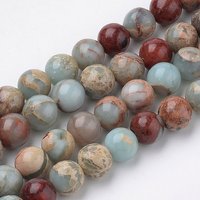 Perles de Jaspe Aqua Terra Naturel, Rond, 8x7.5mm, 15.5 pouces — Perles à bijoux