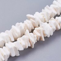 Brins de Perles en Coquillage Naturel Teintées, Perles Heishi Carrées, Blanches — Perles à bijoux