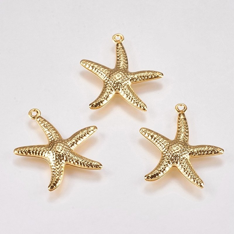 Pendants en Acier Inoxydable 304 en Forme d'Étoile de Mer avec Plaquage en Or 18k — Breloques et pendentifs