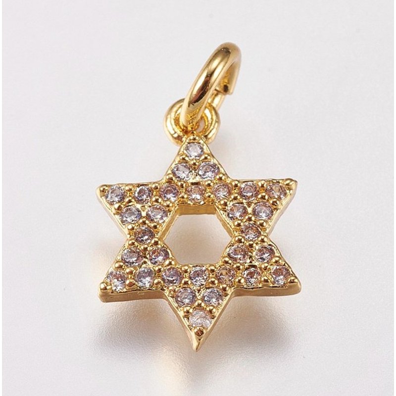 Charm en laiton micro pave zircon cubique étoile de David — Breloques et pendentifs