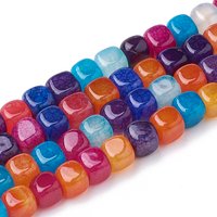 Natural Dyed Agate Beads Strands, Colorful Cube, 14.5 inch — Jewelry Beads