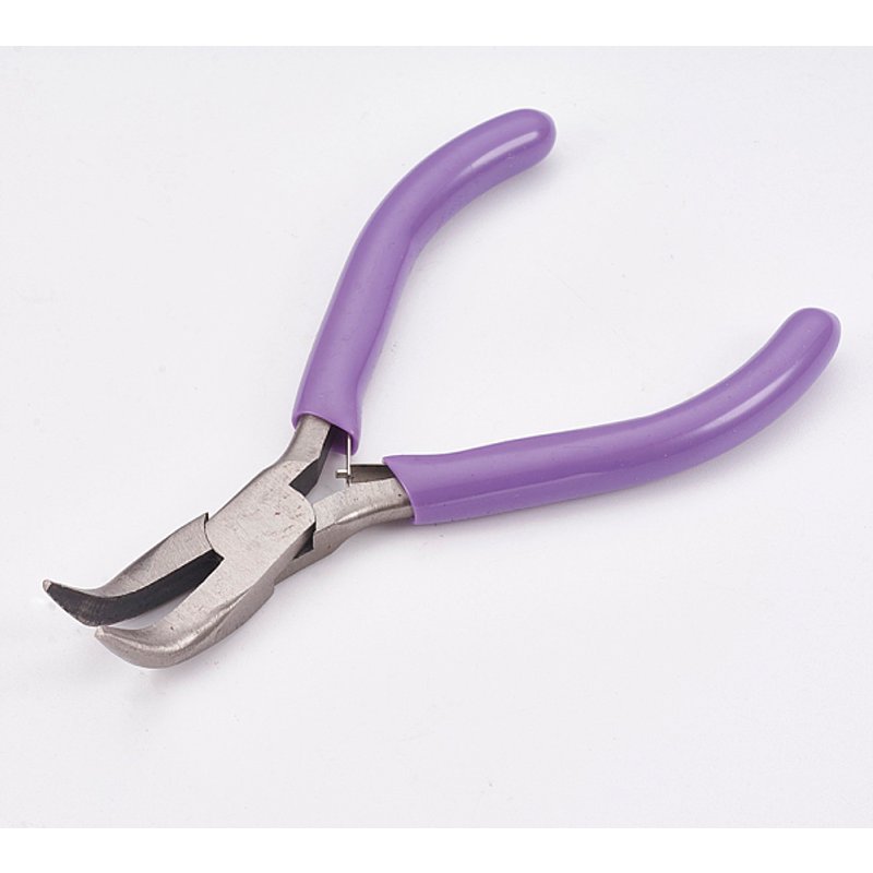 Pinces à bijoux 45# en acier au carbone, nez courbé, couleur lilas — Outils de création de bijoux