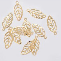Charm en Acier Inoxydable 304 avec Plaquage en Or 18k - Feuille — Breloques et pendentifs