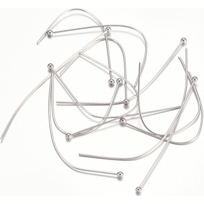 Épingles à tête boule en acier inoxydable 304, 50x0.6mm, 22 Gauge — Accessoires pour bijoux