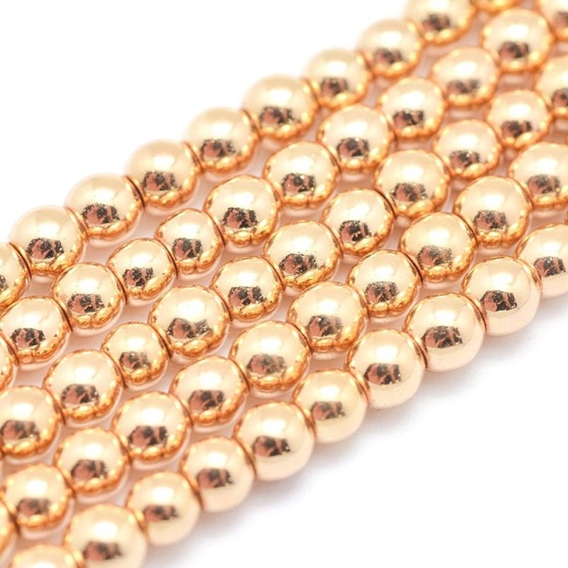 Electroplate Non-magnetic Synthetic Hematite Beads Strands, 4mm — Jewelry Beads