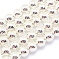 Brins de perles en hématite synthétique électroplaqué, 4mm, plaqué argent — Perles à bijoux