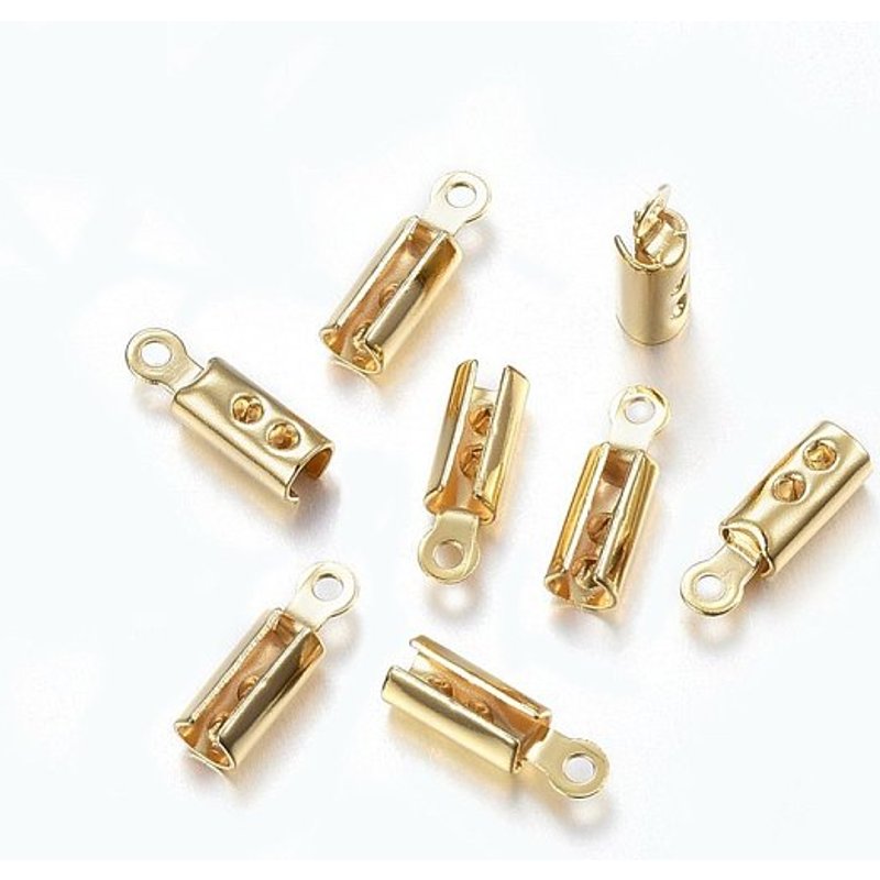 Embouts à sertir pliants en acier inoxydable 304, plaqué or 18K — Accessoires pour bijoux