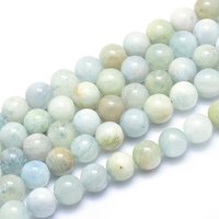 Natural Aquamarine Strands, Round, 6mm, 0.8mm Hole, 66pcs/strand — Jewelry Beads