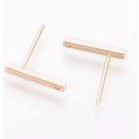 Brass Stud Earring Findings with Loop, 18K Gold Plated — Jewelry Findings