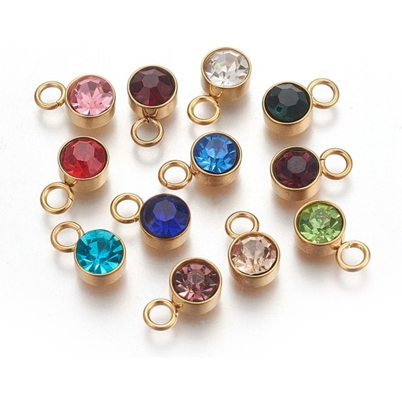 Charms en Rhinestone en Verre avec Plaquage en Or 18K — Breloques et pendentifs