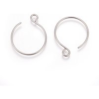 304 Stainless Steel Earring Hooks with Horizontal Loop — Jewelry Findings