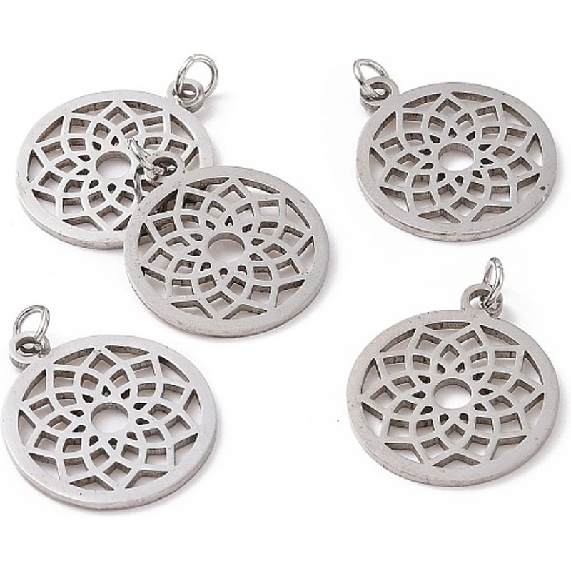Pendentif rond plat Sahasrara Chakra en acier inoxydable non ternissant — Breloques et pendentifs