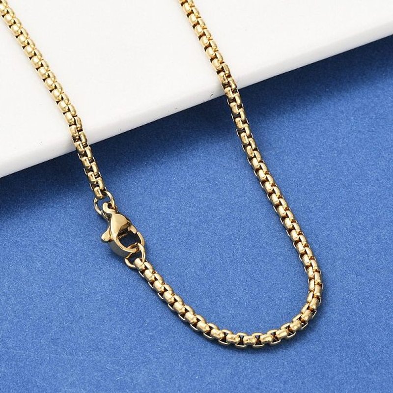 Collier en chaîne box en acier inoxydable 304, doré, 60 cm — Collier pendentif