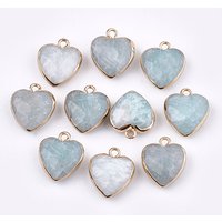 Pendants en Amazonite Naturelle Électroplaqués en Forme de Cœur — Breloques et pendentifs