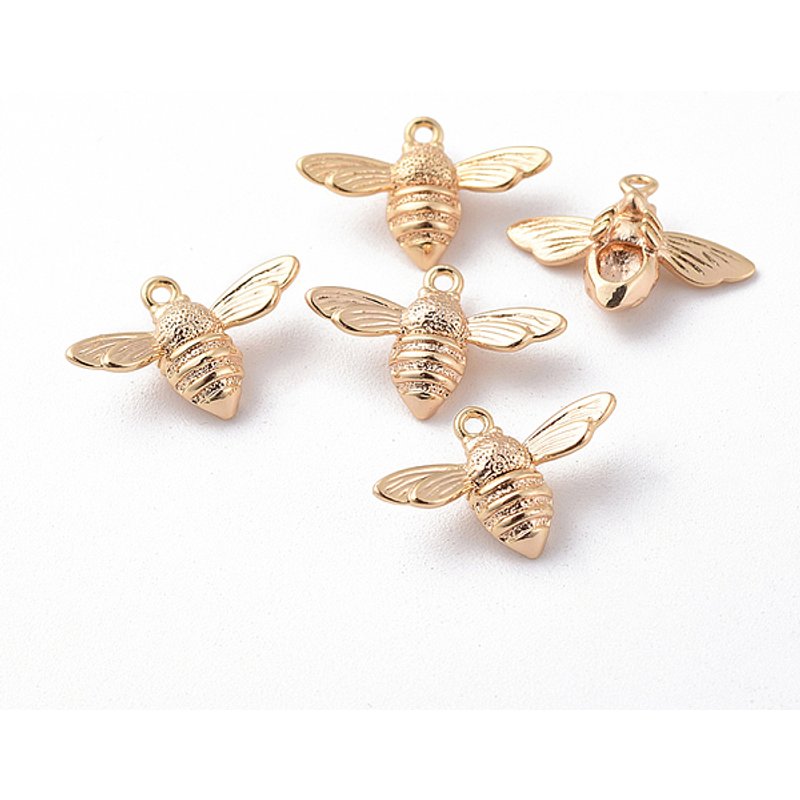 Pendants en laiton, abeilles, sans nickel, plaqué or 18K — Breloques et pendentifs